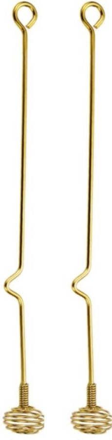 House of Husk Honinglepel Set Honey Spoon Honingdipper Honing Stick Spiraal RVS Goud 2 Stuks