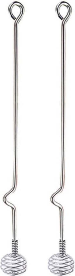 House of Husk Honinglepel Set Honey Spoon Honingdipper Honing Stick Spiraal RVS Zilver 2 Stuks