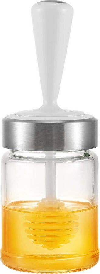 Honingpot met Lepel – Glazen Honingpot – Honingpot – Honing – Honinglepel – Inhoud 100ml – Afmetingen Dia. 5.5 x 14.5 cm