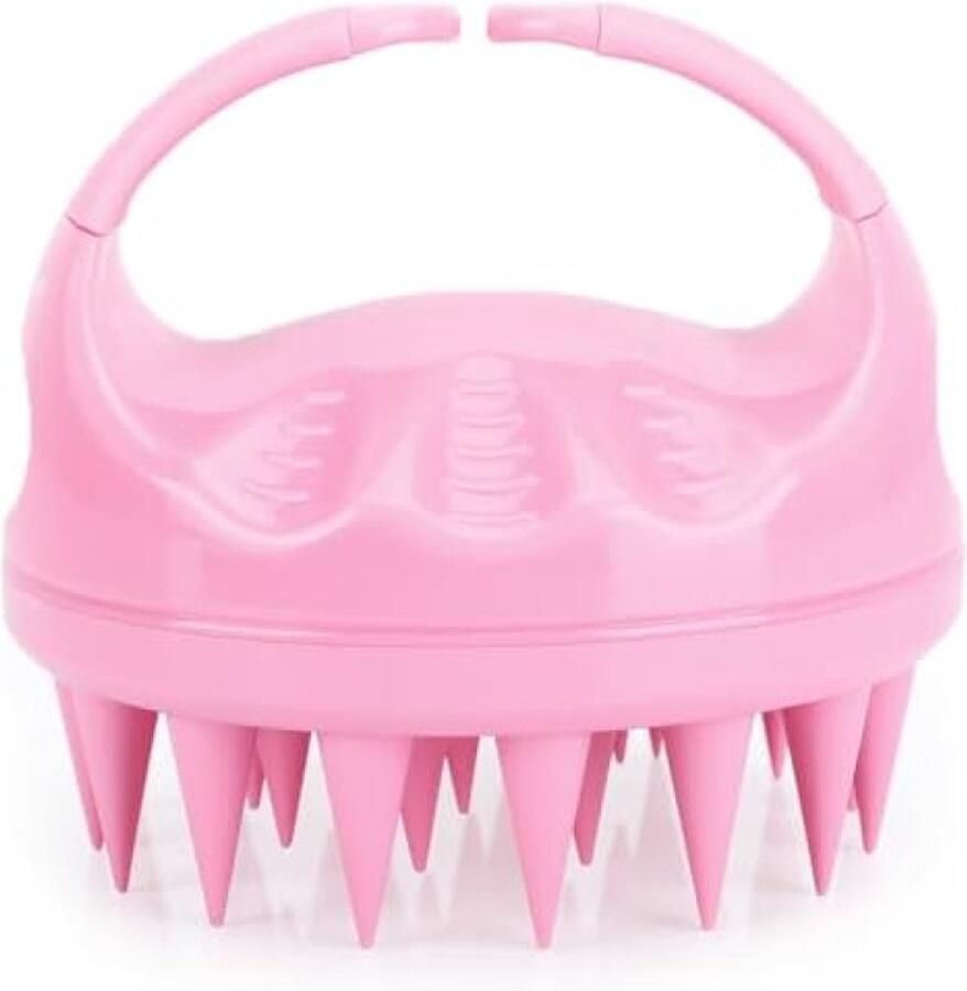 Hoofdhuid Massage Shampoo Borstel met Siliconenharen Roze