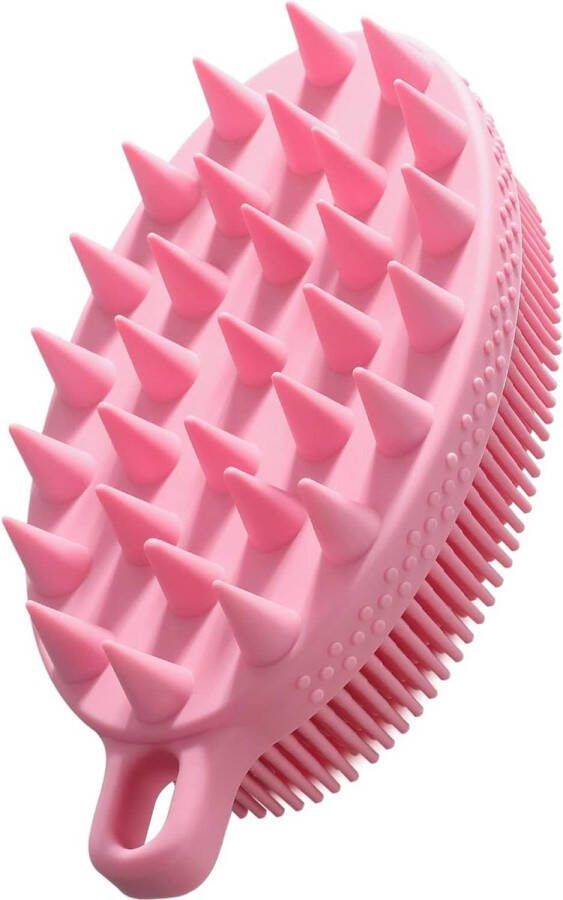 Hoofdhuidborstel 2-zijdige Siliconen Lichaamsborstel Huid Haarreiniging Shampoo Borstel Hoofdhuid Massager Exfoliator Roze