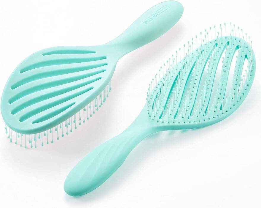 Hoofdhuidborstel Haar Massage Kam Nylon Uitgehold Haarstyling Detangler Nat en Droog Haar Groen