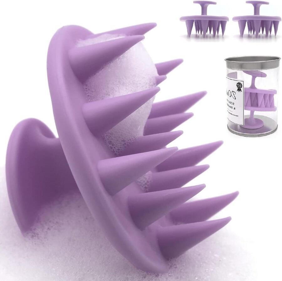 Hoofdhuidborstel Haarshampoo Opzetborstel Hoofdhuid Massager Scrubber Schimmelvrij Eendelig Massief Siliconen Purper