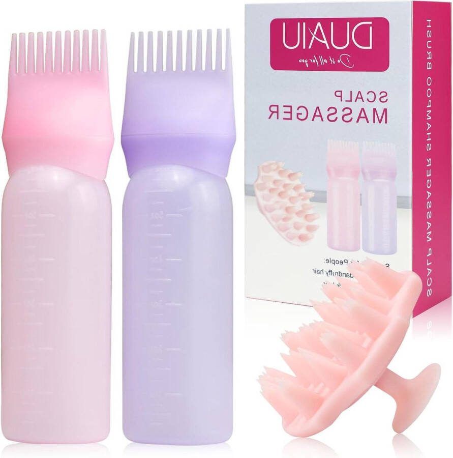 Hoofdhuidborstel Hoofdhuid Massager Shampoo Borstel Ontspanning Gereedschap Roze Paars Wortelkam Applicator 3 stuks