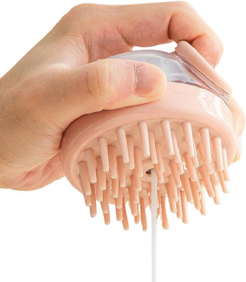 Hoofdhuidborstel voor hoofdmassage en peeling siliconen haarborstel voor lichte stimulatie van de doorbloeding en behoud van de hoofdhuid (roze)