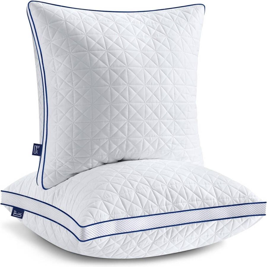 Hoofdkussen 80 x 80 cm set van 2 kussens 80 x 80 cm 2 x 1500 g microvezel slaapkussen zacht en ondersteunend kussen voor mensen met een allergie voor alle slaaphoudingen ademend