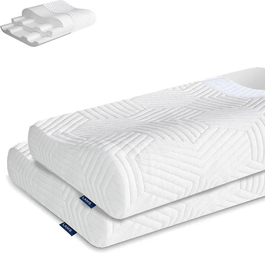 Hoofdkussen nekkussen 6 stuks in hoogte verstelbaar kussen traagschuim ergonomisch 50 x 33 cm neksteunkussen met wasbaar kussensloop voor kinderen en tieners