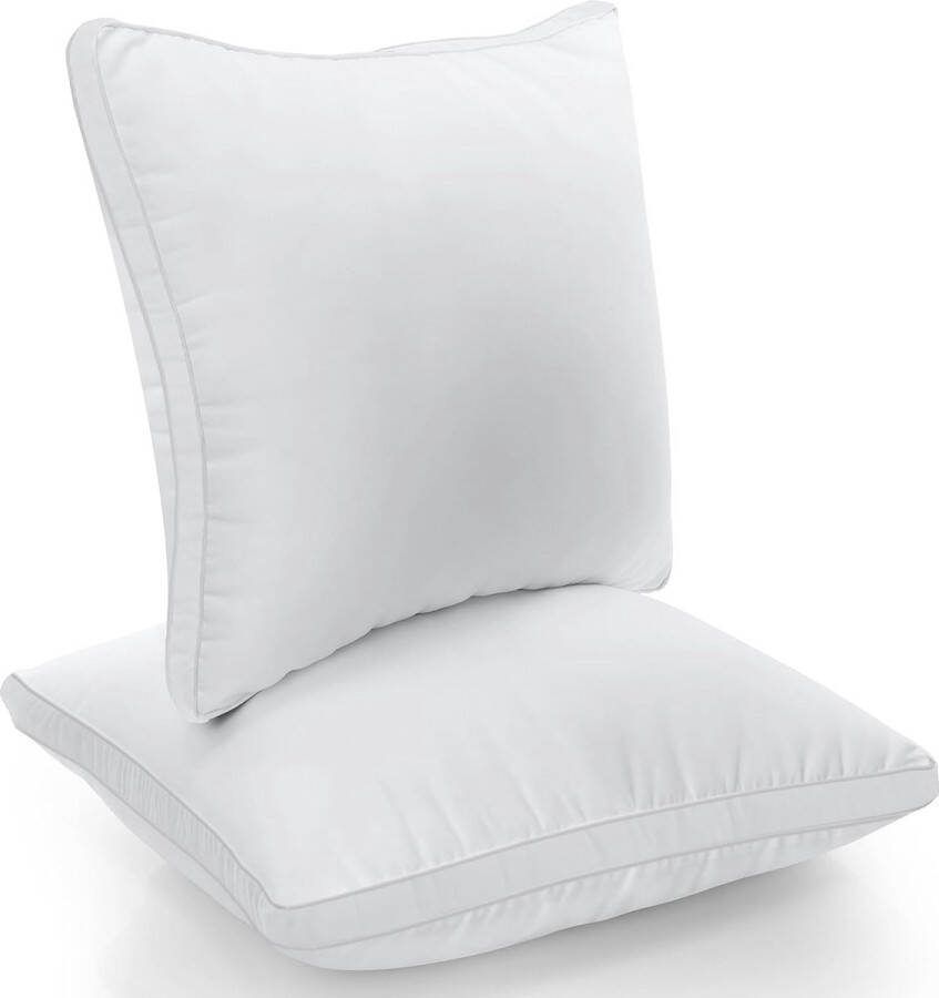 Hoofdkussen (set van 2) 45 x 45 cm slaapkussen geborstelde stof bedkussen premium kwaliteit zacht en ademend kussen (wit)