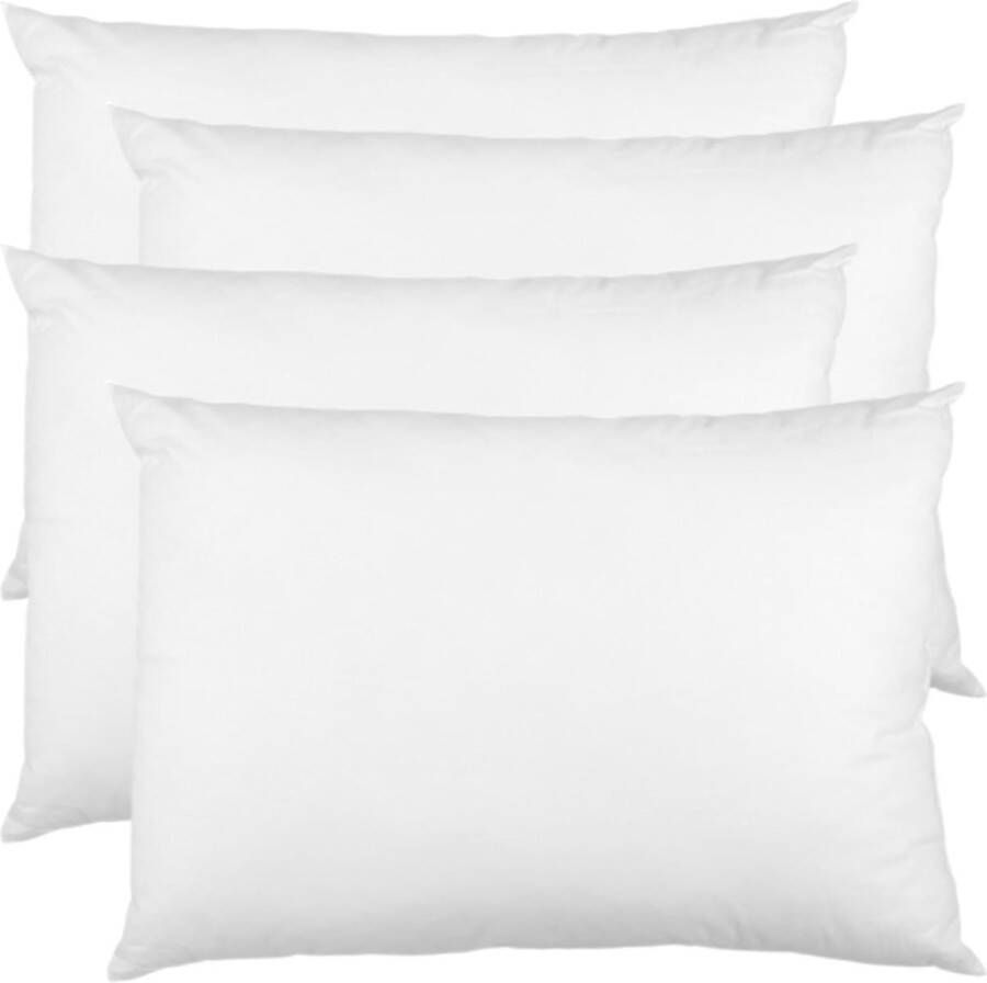 Hoofdkussen set van 4 50 x 70 cm doorgestikt kussen microvezel kussen voor mensen met een allergie bedkussen slaapkussen wit kussen