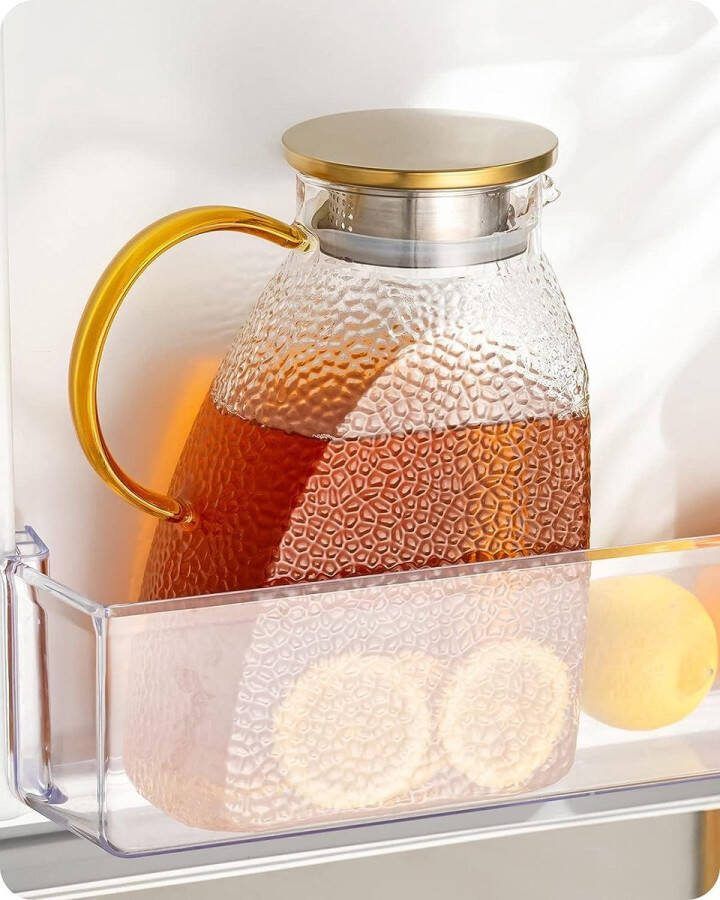 Hoog Borosilicaatglas Waterkan Lekvrije Koelkastdeurkaraf voor Warme of Koude Dranken 18L 63oz Transparant Milk Jug Kit