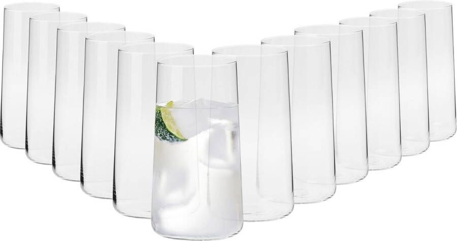 Hoog Water Sap Drinkglazen Set van 12 540 ML Avant-Garde Collectie Hiball & Tumbler Crystal Glass Perfect voor Thuis Restaurants en Feesten Vaatwasser Veilig