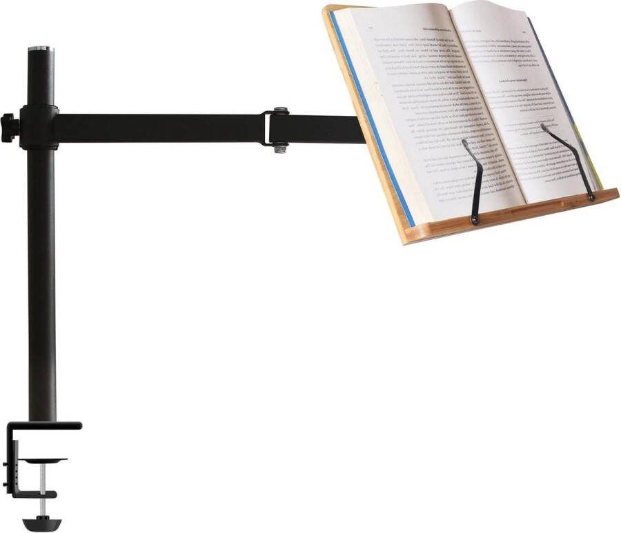 Hoogte verstelbare bamboe boekenstandaard tafelzijde leeshouder stevige kookboeksteun met paginaclips voor handsfree lezen 335 x 234 cm book seat