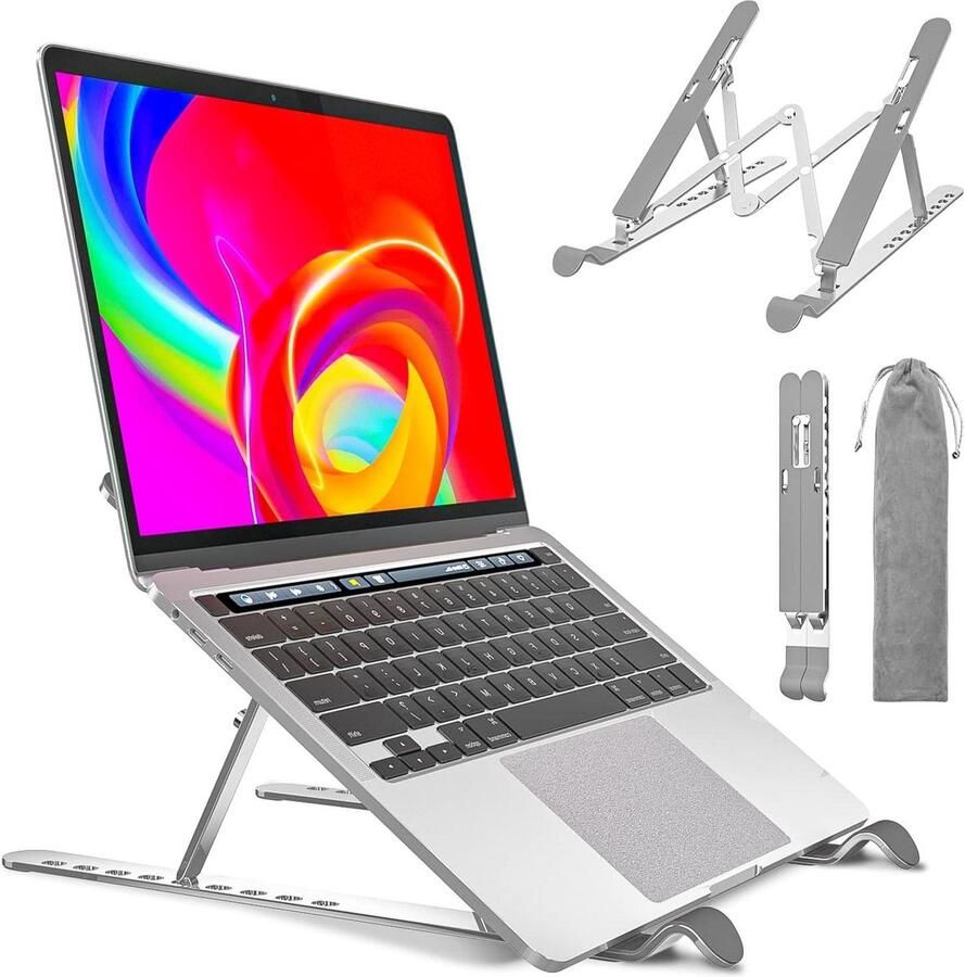 Hoogteverstelbare Laptopstandaard 9 standen Aluminium Antislip Draagbaar Warmteafvoer Compatibel met MacBook Pro Air Lenovo Dell Tablet Book