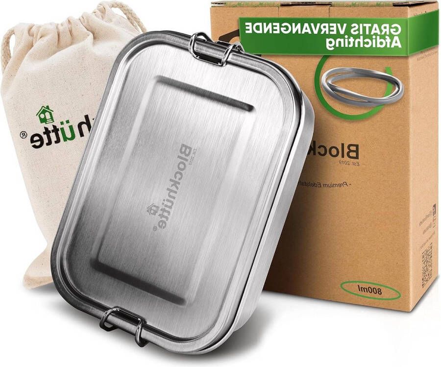 Hoogwaardige lunchbox roestvrijstaal 800ml voor kinderen compartimenten afsluitbaar bento box
