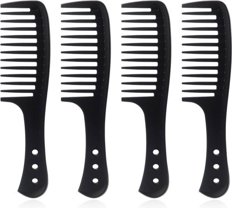 Hoogwaardige Set van 4 Kammen voor Krullen Antistatische Wijde Tanden Kammen voor Salon Gebruik