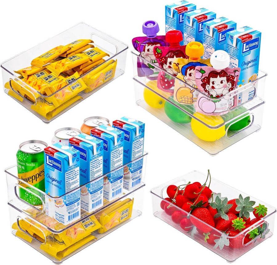 Hoogwaardige voorraadkast keukenorganizer set van 6 opbergruimte voor koelkast kasten rekken gootsteen cosmetica kantoormateriaal gereedschap-organizer (transparant)