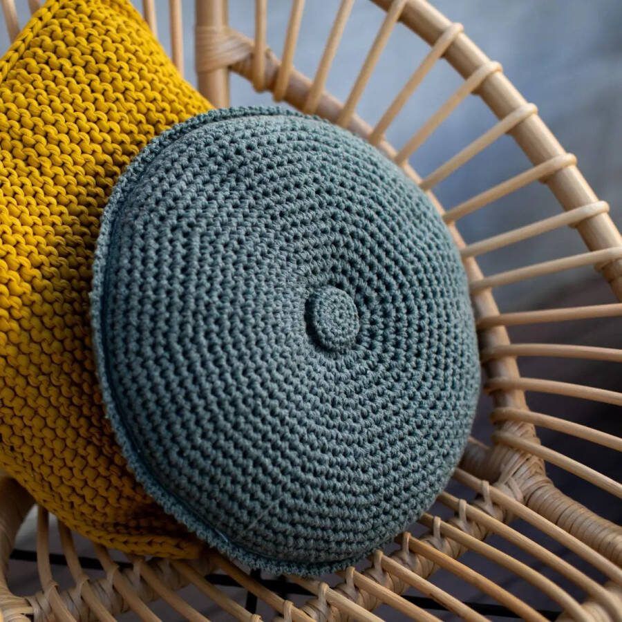 Hoooked DIY Haakpakket Rond Kussen Groen