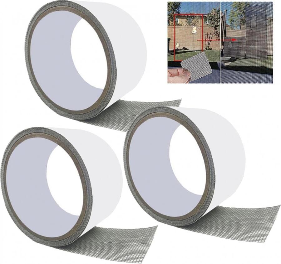 Hor Reparatie Tape Zelf Je Hor Repareren 5M*50mm 3-delige set Vliegengordijn Tape Hor Reparatie Muggengaas Plakband Horrengaas Tools Repareer Vliegenhor Raamhor Tape Deurhor Raamhor Repareren