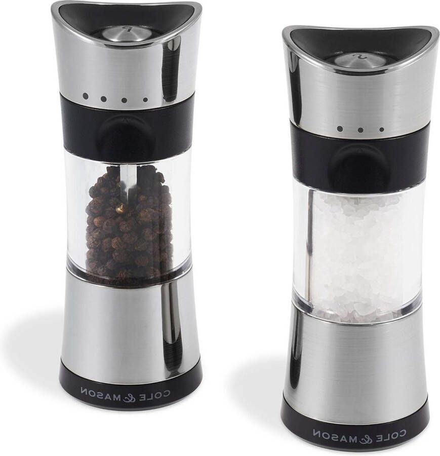 Horsham Chroom Zout & Pepermolen Instelbare Maling 154mm Cadeauset met 2 Molens Levenslange Garantie op Mechanisme