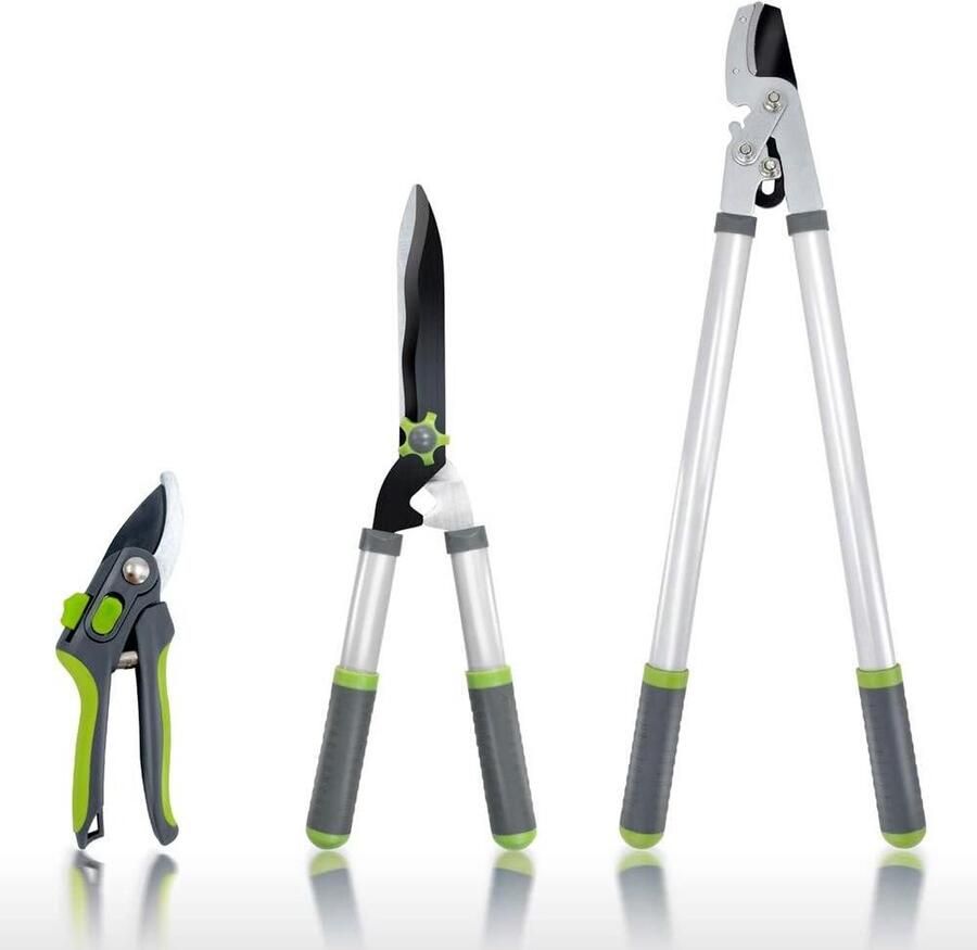 Hortem Tuinschaar set met 28 boomscharen Heavy Duty 23 professionele heggenschaar 203 cm scherpe snoeischaar boom en struikverzorgingsset met content in html