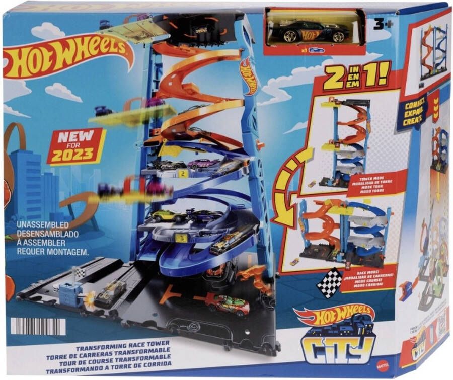 Hot Wheels City Transformerende Racetoren Inclusief 2 Auto's Draaiende Actie en Spectaculaire Transformaties Een Spannende Speelset voor Avontuurlijke Races!