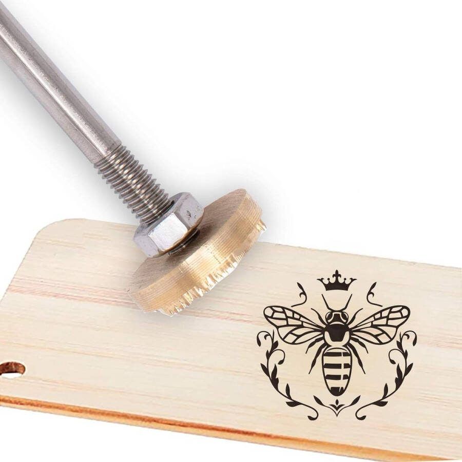 Hout Branding Iron Stempel 30mm Bee Patroon met Vervangbare Messing Hoofd BBQ Hout Lederen Handgemaakt Ontwerp barbecue set