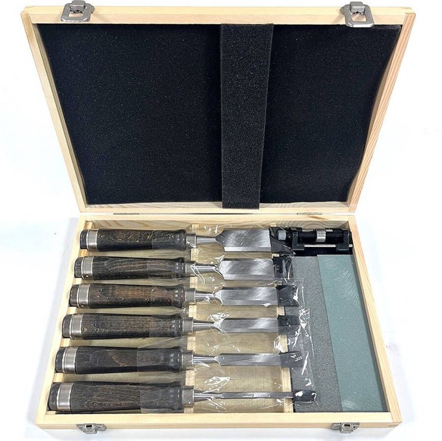 Houtbeitel set Houtbeitels Houtbeitel Steekbeitel 6 delig beitel set 6mm 13mm 19mm 25mm 32mm 38mm Walnoot handvat