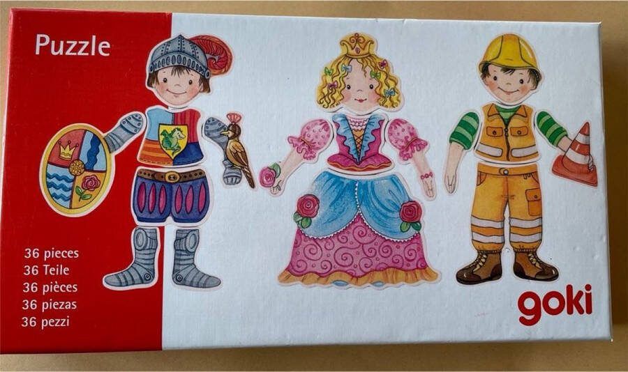 Houten aankleedpop puzzel kinderen 36 delig Goki