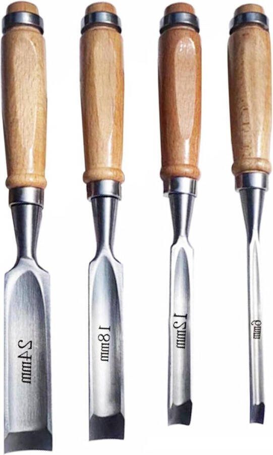 Houten beitels Steekbeitels set Rond gebogen Holle beitelset CR-V staal Halfronde rand 8 mm 12 mm 18 mm 24 mm Doe-het-zelf Kunsthandwerk