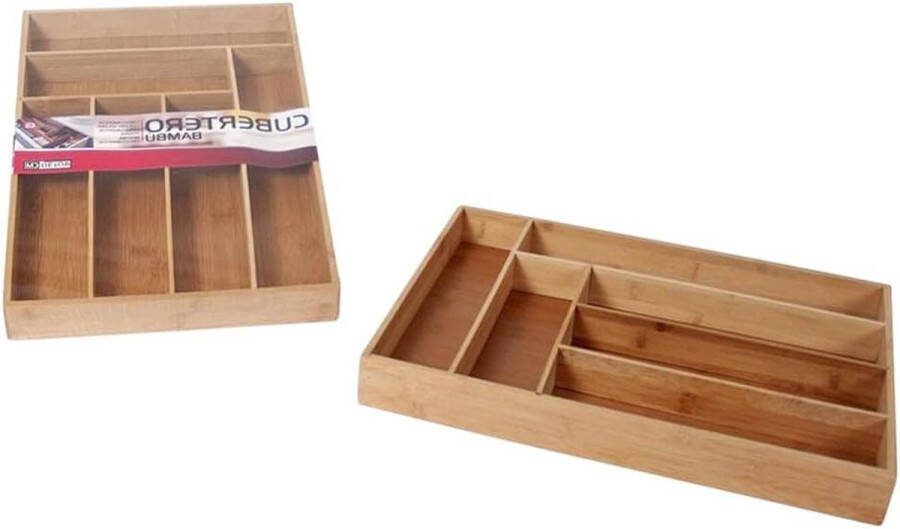 Houten Bestekbak voor Bestek Organizer Bamboe Besteklade Bak met 6 Vakken