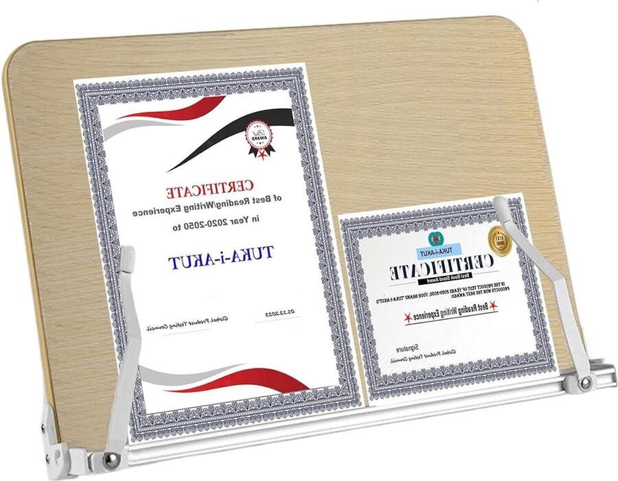 Houten Boekenstandaard Verstelbare Hoeken Papierklemmen Opvouwbaar Draagbaar Boek Tablet Laptop 35 x 24 cm book seat