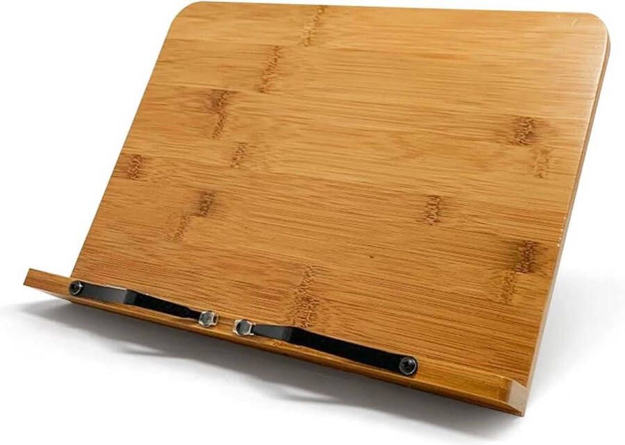 Houten boekstandaard met verstelbare boekensteun en tabletstandaard bamboe kookboekhouder voor in de keuken leesstandaard met houten boekenhouder book seat