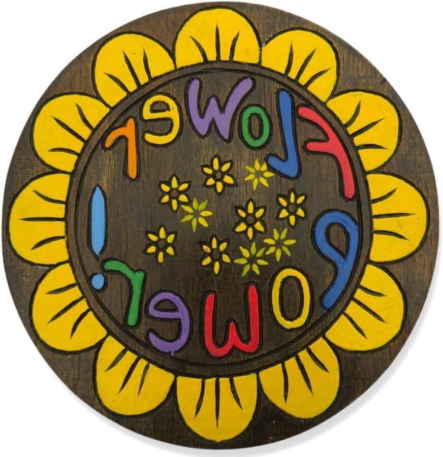 Houten bord plaquette Funky Psychedelisch Flower Power Muur Opknoping Kunst voor Muur Hek Gate Home Office Tuinschuur Flower Hanger
