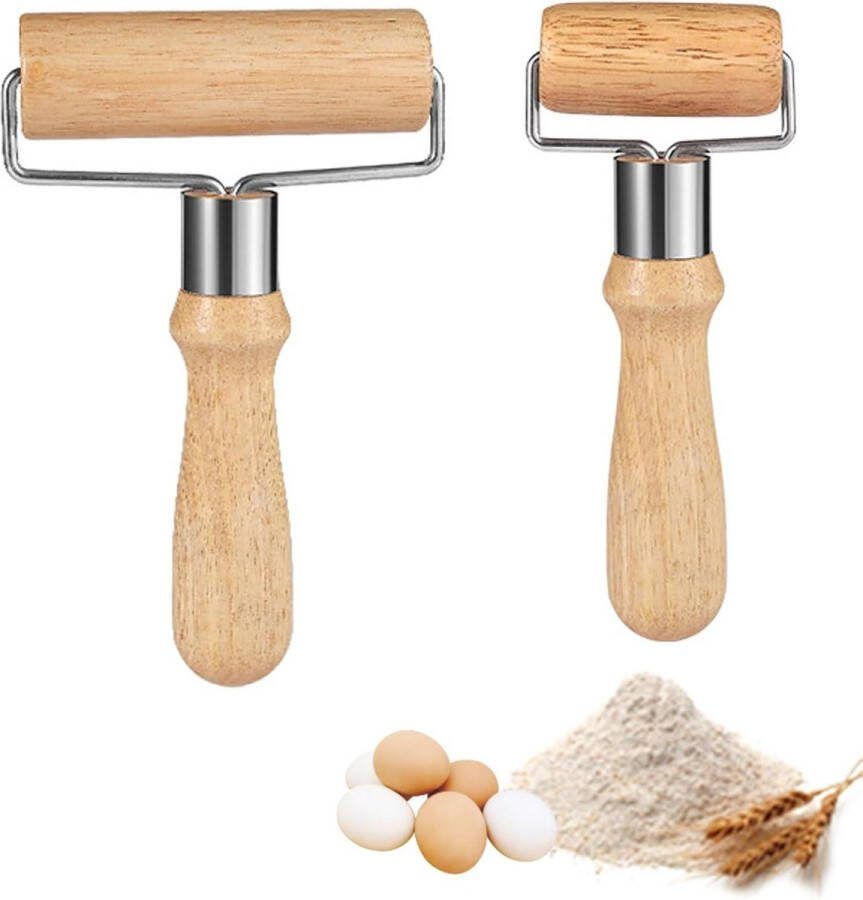 Houten deegroller 2 stuks Klein en middelgroot T-vorm Anti-aanbaklaag Pizza-uitroller Multifunctioneel keukengereedschap voor bakkers Fondant cake pie pizza koekjes