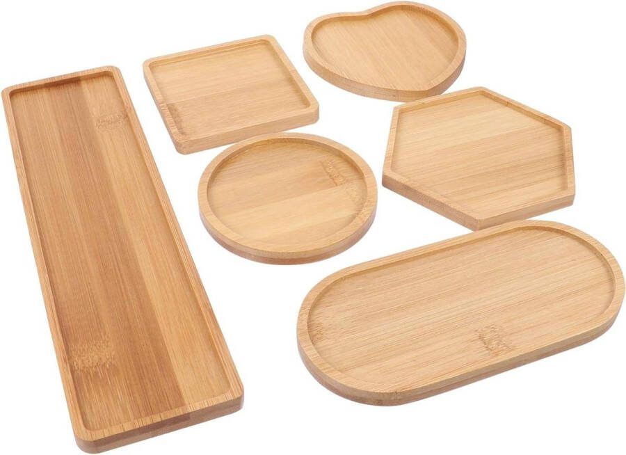 Houten dienbladen vierkant rond ovaal zeshoek hartvorm 6 stuks decoratieve schaal voor DIY mozaïek cake dessert snack fruit
