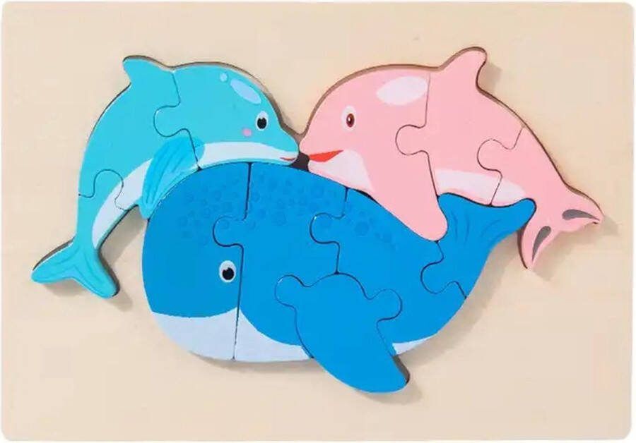 Houten dieren puzzel Dolfijnen 11 stukjes Vanaf 2 jaar Kinderpuzzel Educatief montessori speelgoed Grapat en Grimms style
