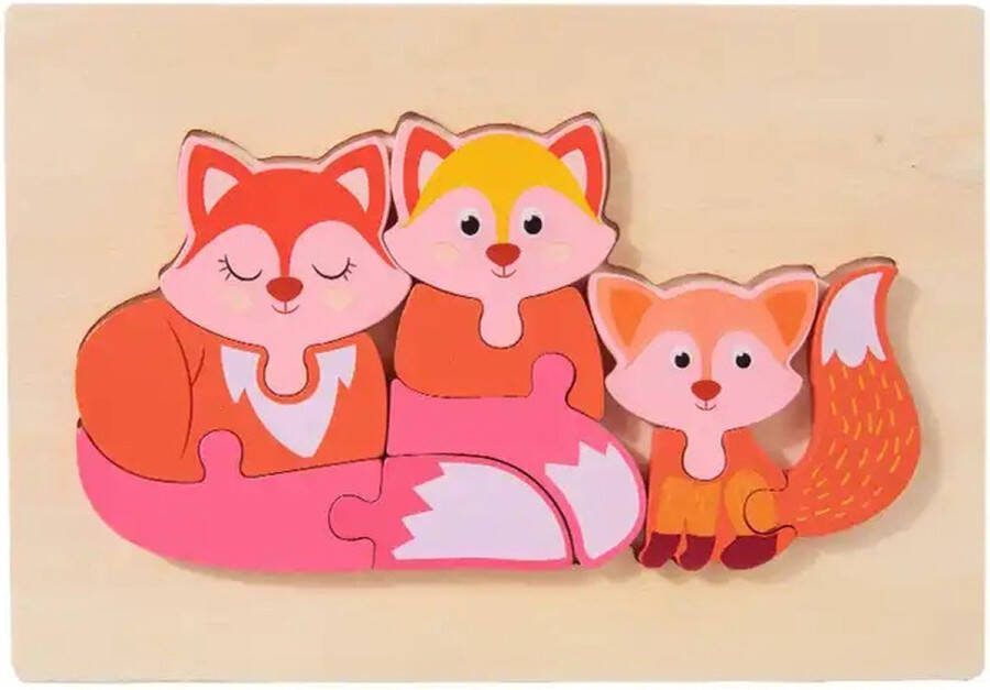 Houten dieren puzzel Vossen 10 stukjes Vanaf 2 jaar Kinderpuzzel Educatief montessori speelgoed Grapat en Grimms style