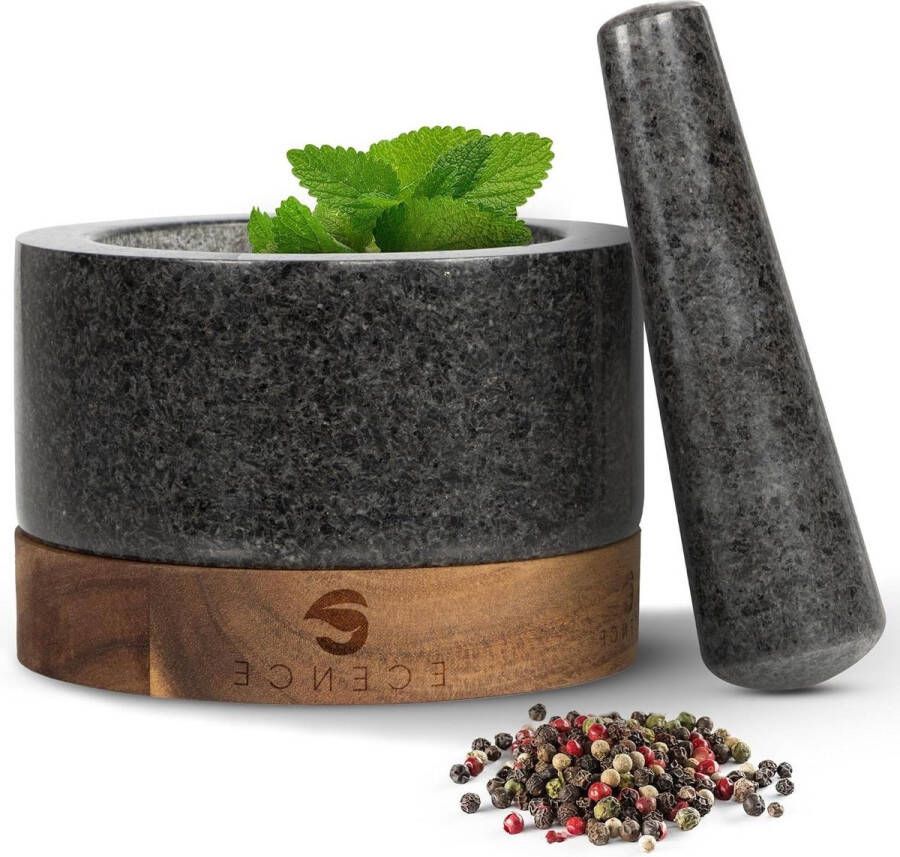 Houten en granieten mortel Solid Spice Stamper en vijzel set Grote stenen mortel en stamper Ø155cm