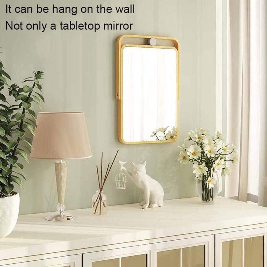 Houten frame standaard make-up spiegel tafel spiegel met staande spiegel wit make up tafel