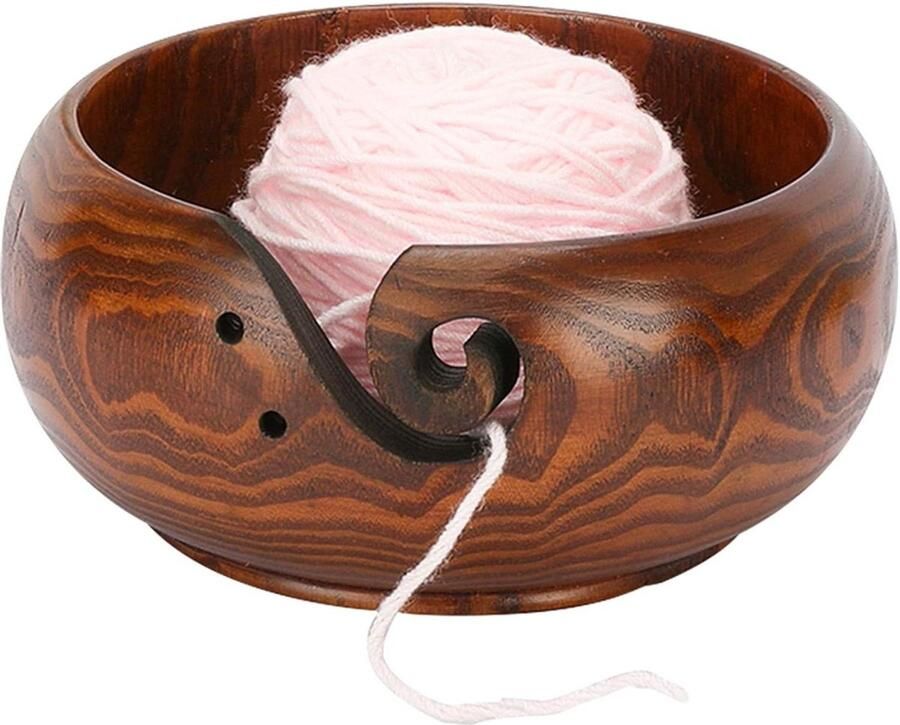 Houten garenkom groot Wol Breien Opslag Vintage Naaien Bowl Breien Opbergmand Organizer voor doe-het-zelf haken woondecoratie thuis handwerken garenhouder accessoires 6 inch #1 Beste kwaliteit Yarn bowl