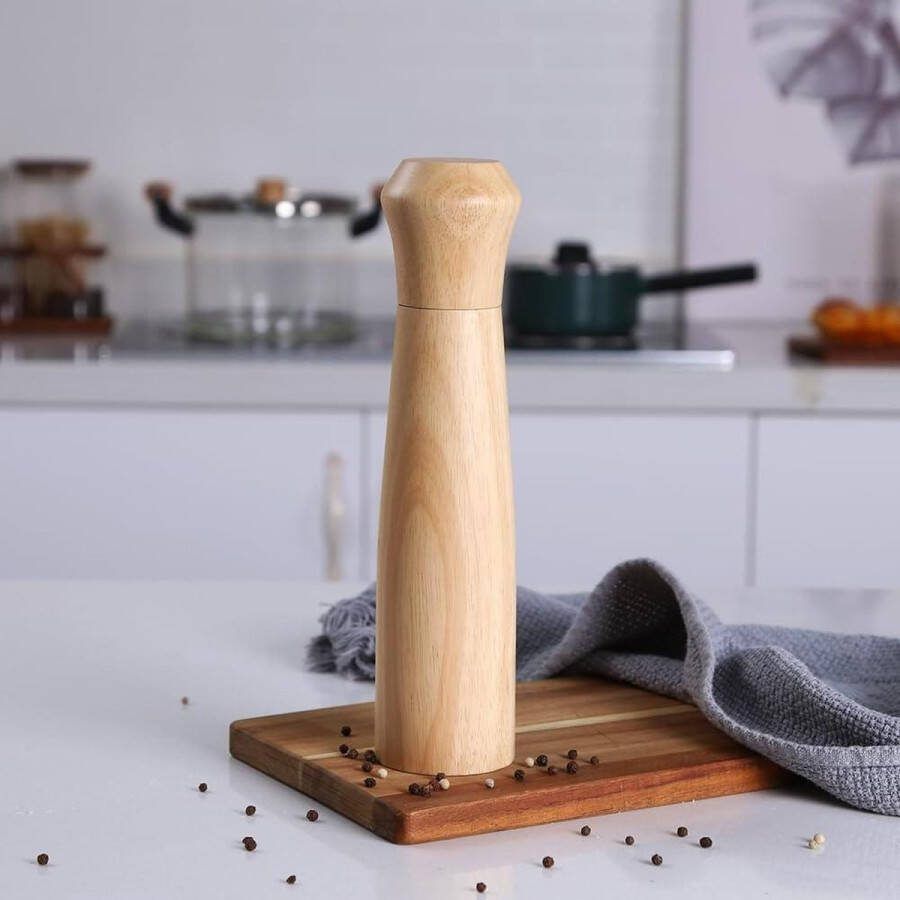Houten handmatige pepermolen grof zout keramische molen verstelbare kruidenmolens rubber hout 25cm