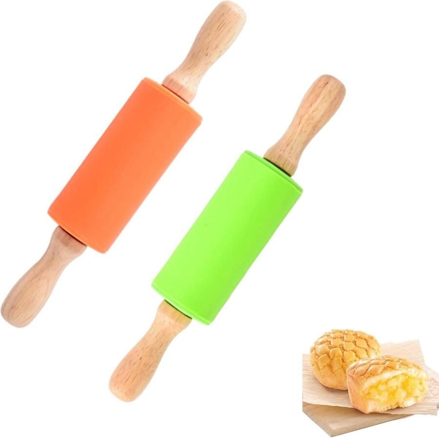 Houten handvat anti-aanbak siliconen rolling pin bakaccessoires deegroller mini deegroller voor kinderen
