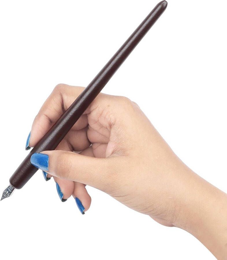 Houten Kalligrafie Pennen Set met Houder Inktflessen en Punten (16 stuks) – Inkt dip Schrijven Vulpen – Ideaal Voor Beginners en Volwassenen