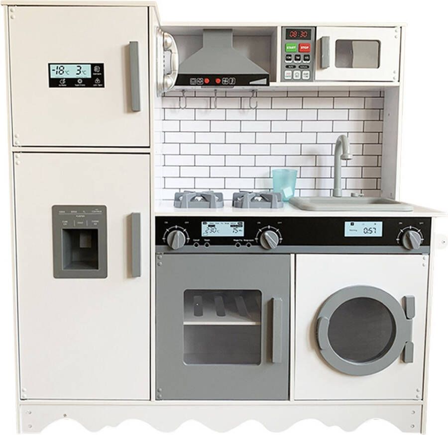 Houten keuken speelgoed Speelkeuken Kinderkeuken inclusief keukengerei en wasmachine