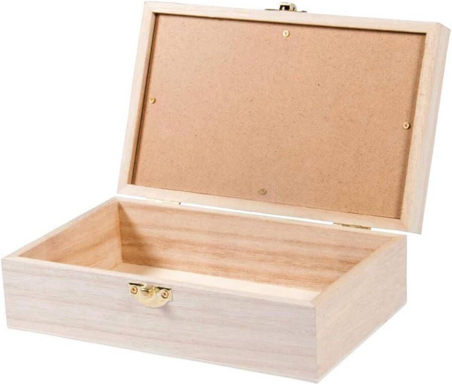 Houten kist schuddeksel vormgeven decoreren 20x125x65cm sluiting kijkvenster FSC 100% naturel Houten kistje