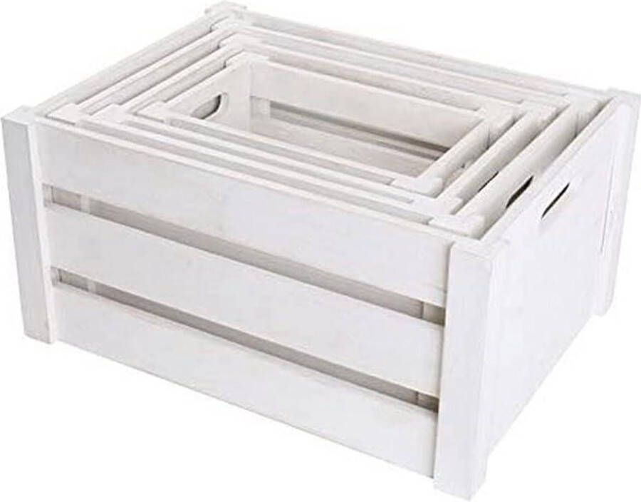Houten kist wit set van 4 Decoratie opberg- en transportmogelijkheden €14 99 Wooden crates