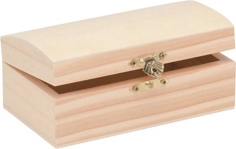 Merkloos Sans marque Houten kistje ronde deksel 14 x 8 cm Hobby knutselmateriaal Houten kisten Schatkisten speelgoedkisten Kistjes schilderen en versieren
