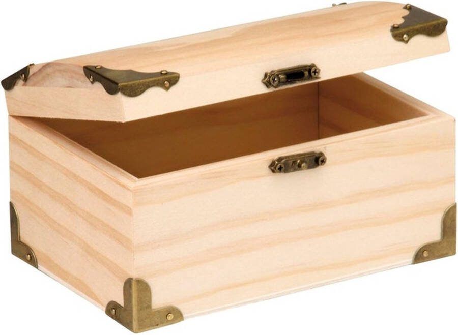 Merkloos Sans marque Houten kistje ronde deksel 15 x 9 5 cm Hobby knutselmateriaal Houten kisten Schatkisten speelgoedkisten Kistjes schilderen en versieren
