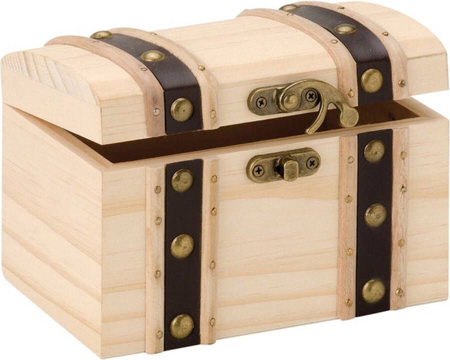 Merkloos Sans marque Houten kistje ronde deksel 17 x 12 5 cm Hobby knutselmateriaal Houten kisten Schatkisten speelgoedkisten Kistjes schilderen en versieren