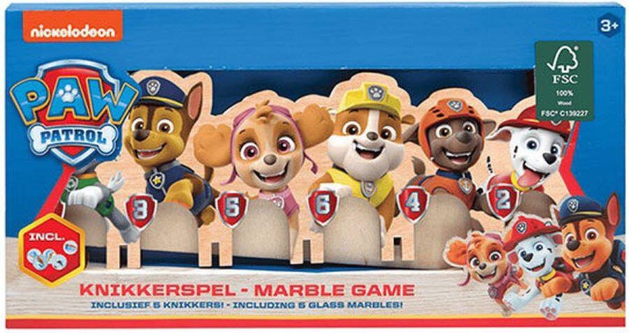Houten knikker spel Paw Patrol actief spelen knikkeren met vriendjes 5 knikkers houten spel met knikkers Paw Patrol